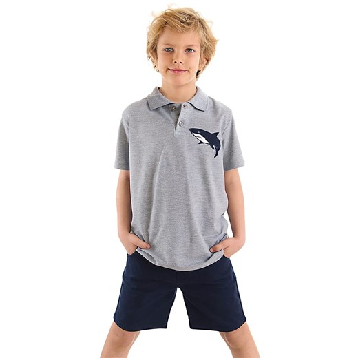 Denokids 2-częściowy zestaw &quot;Shark Embroideried&quot; w kolorze szaro-granatowym ze sklepu Limango Polska w kategorii T-shirty chłopięce - zdjęcie 175471382
