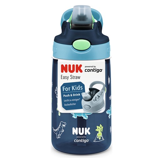 NUK Bidon &quot;Easy Straw Cup - Dinos&quot; w kolorze granatowym - 420 ml ze sklepu Limango Polska w kategorii Bidony i butelki - zdjęcie 175471391