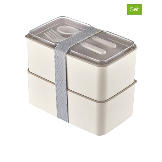 Violeta Home Pudełka (2 szt.) w kolorze biało-szarym na lunch - 18,5 x 11 x 5 cm ze sklepu Limango Polska w kategorii Pojemniki kuchenne - zdjęcie 175471473