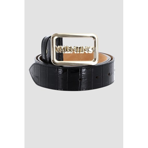 VALENTINO Czarny pasek lakierowany Around Plaque Buckle Belt, Rozmiar XS ze sklepu outfit.pl w kategorii Paski damskie - zdjęcie 175472683