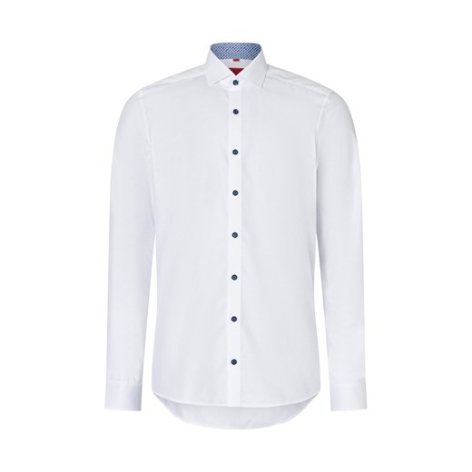 Finshley & Harding Koszula męska Mężczyźni Slim Fit Bawełna biały wypukły wzór tkaniny ze sklepu vangraaf w kategorii Koszule męskie - zdjęcie 175476053