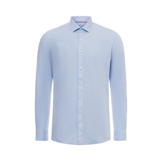 Finshley & Harding Męska koszula biznesowa Mężczyźni Slim Fit Bawełna jasnoniebieski jednolity ze sklepu vangraaf w kategorii Koszule męskie - zdjęcie 175476060