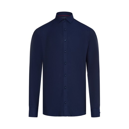 Finshley & Harding Męska koszula biznesowa Mężczyźni Slim Fit Bawełna granatowy jednolity ze sklepu vangraaf w kategorii Koszule męskie - zdjęcie 175476062