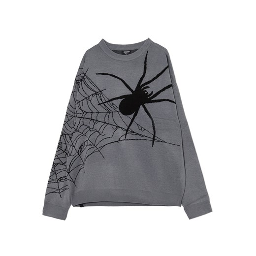 Cropp - Szary sweter z pająkiem - szary Cropp XL Cropp