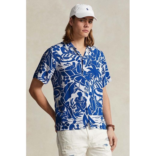 Polo Ralph Lauren koszula męska kolor niebieski regular z kołnierzykiem klasycznym 710925308 ze sklepu ANSWEAR.com w kategorii Koszule męskie - zdjęcie 175480180