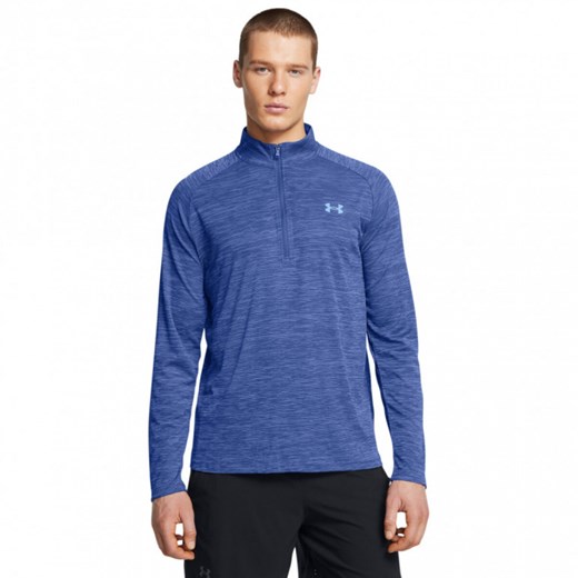 Męski longsleeve treningowy Under Armour UA Tech Textured 1/2 Zip - niebieski ze sklepu Sportstylestory.com w kategorii T-shirty męskie - zdjęcie 175480412