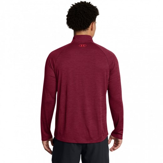 Męski longsleeve treningowy Under Armour UA Tech Textured 1/2 Zip - czerwony ze sklepu Sportstylestory.com w kategorii T-shirty męskie - zdjęcie 175480432