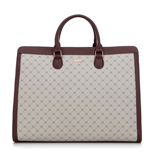 Damska shopperka z etui na laptopa beżowa ze sklepu WITTCHEN w kategorii Torby Shopper bag - zdjęcie 175484813