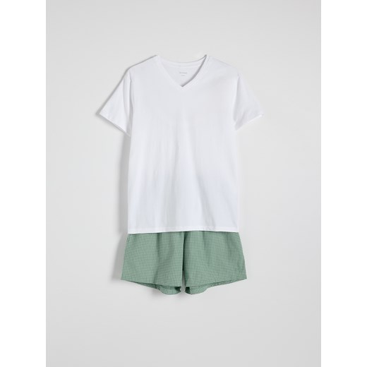 Reserved - Dwuczęściowa piżama z bawełny - biały Reserved S Reserved