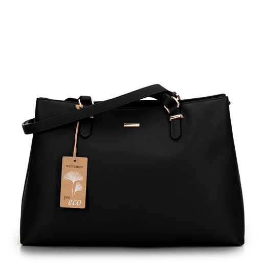 Damska shopperka ze skóry ekologicznej dwukomorowa czarna ze sklepu WITTCHEN w kategorii Torby Shopper bag - zdjęcie 175491512