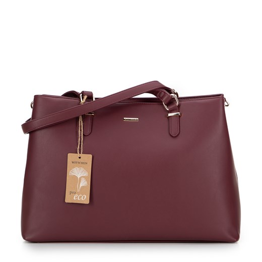 Damska shopperka ze skóry ekologicznej dwukomorowa bordowa ze sklepu WITTCHEN w kategorii Torby Shopper bag - zdjęcie 175491513