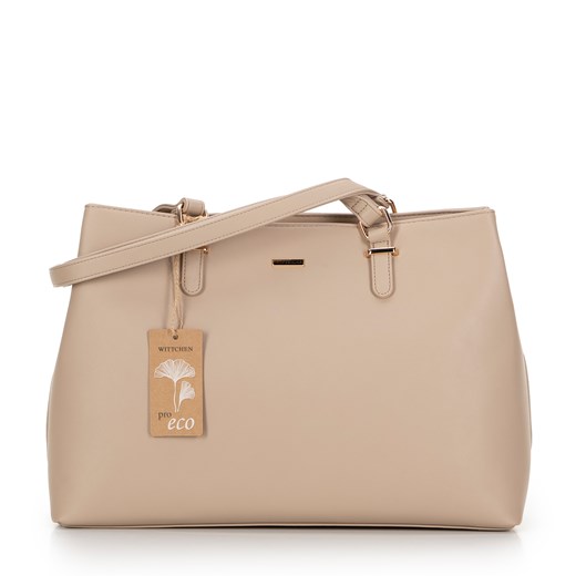 Damska shopperka ze skóry ekologicznej dwukomorowa beżowa ze sklepu WITTCHEN w kategorii Torby Shopper bag - zdjęcie 175491514