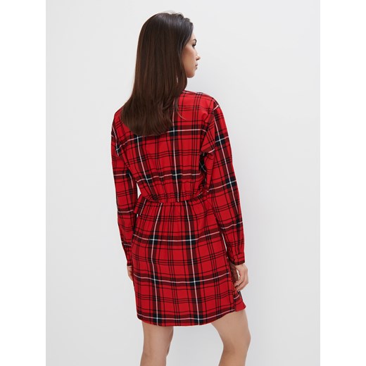 Mohito - Bawełniana czerwona sukienka mini w kratę - czerwony Mohito 42 Mohito