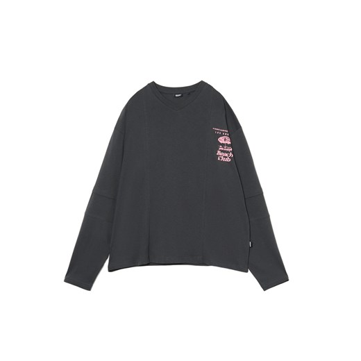 Cropp - Koszulka longsleeve z amerykańskim motywem - szary ze sklepu Cropp w kategorii T-shirty męskie - zdjęcie 175496902