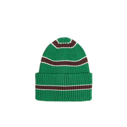 Cropp - Zielona czapka beanie w paski - zielony ze sklepu Cropp w kategorii Czapki zimowe męskie - zdjęcie 175496930