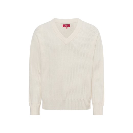 Finshley & Harding London Męski sweter z dzianiny Mężczyźni Bawełna écru jednolity ze sklepu vangraaf w kategorii Swetry męskie - zdjęcie 175496970