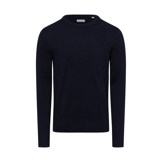 Jack & Jones Męski sweter z dzianiny Mężczyźni granatowy jednolity ze sklepu vangraaf w kategorii Swetry męskie - zdjęcie 175499543
