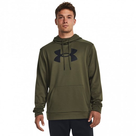 Męska bluza treningowa nierozpinana z kapturem Under Armour UA Armour Fleece Big Logo HD - oliwkowa/khaki ze sklepu Sportstylestory.com w kategorii Bluzy męskie - zdjęcie 175499960