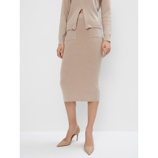 Mohito - Beżowa spódnica midi - beżowy Mohito XS Mohito