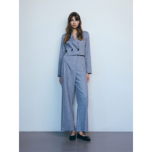 Reserved - Spodnie z kantem - niebieski Reserved XL okazja Reserved