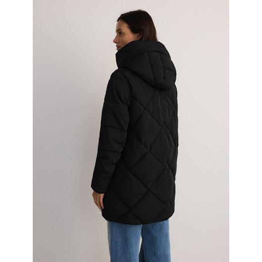 Reserved - Pikowana kurtka z kapturem - czarny Reserved L Reserved