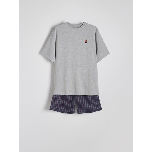 Reserved - Dwuczęściowa piżama z haftem - ciemnoszary Reserved M Reserved