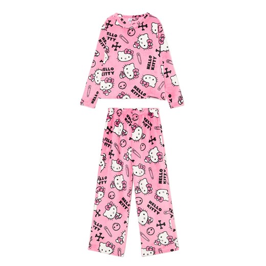 Cropp - Dwuczęściowa pluszowa piżama Hello Kitty - różowy ze sklepu Cropp w kategorii Piżamy damskie - zdjęcie 175506521