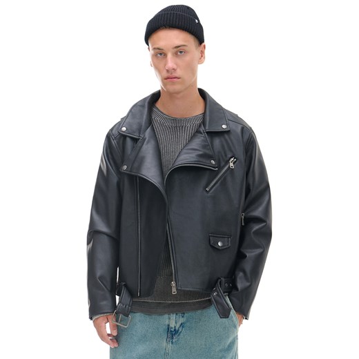 Cropp - Kurtka ramoneska ze skóry ekologicznej - czarny Cropp XS Cropp