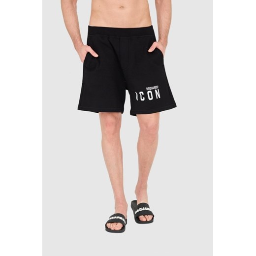 DSQUARED2 Czarne szorty męskie z logo icon, Rozmiar M ze sklepu outfit.pl w kategorii Spodenki męskie - zdjęcie 175506980
