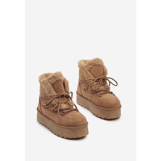 Buty zimowe dziecięce Born2be brązowe śniegowce 