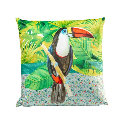 Kare Poduszka &quot;Sitting Tucan&quot; w kolorze zielonym ze wzorem - 45 x 45 cm ze sklepu Limango Polska w kategorii Poduszki dekoracyjne - zdjęcie 175510604