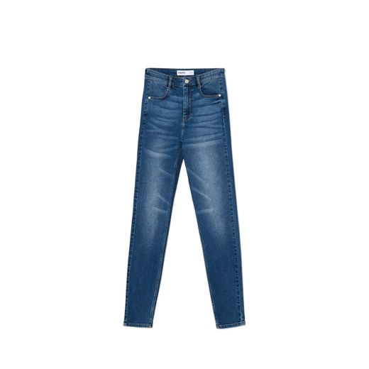 Cropp - Jeansy skinny z kieszeniami - niebieski Cropp 36 Cropp