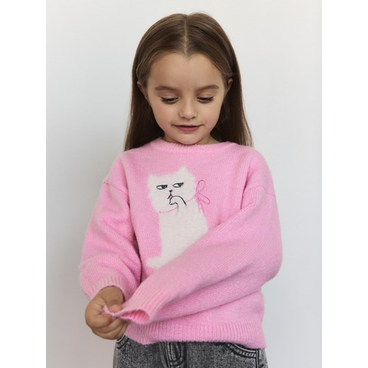 Reserved - Sweter z kotem - wielobarwny ze sklepu Reserved w kategorii Swetry dziewczęce - zdjęcie 175515053