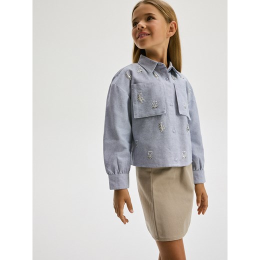 Reserved - Koszula z aplikacją - jasnoniebieski ze sklepu Reserved w kategorii Koszule dziewczęce - zdjęcie 175515353