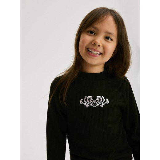 Reserved - Koszulka z aplikacją - czarny ze sklepu Reserved w kategorii Bluzki dziewczęce - zdjęcie 175516080