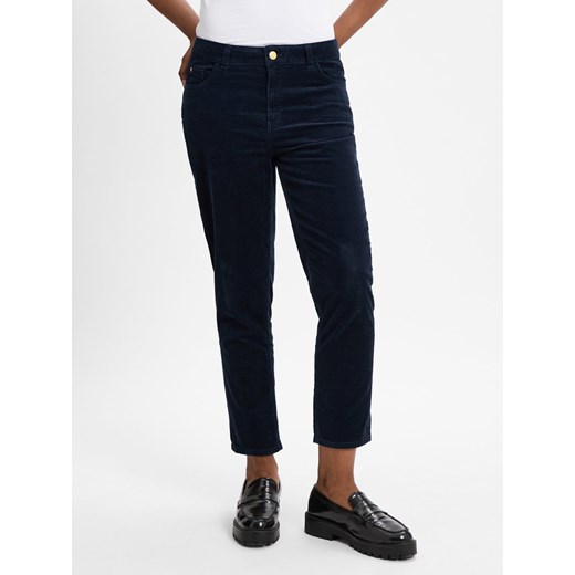 Tommy Hilfiger Spodnie Kobiety Sztruks granatowy jednolity ze sklepu vangraaf w kategorii Spodnie damskie - zdjęcie 175516512