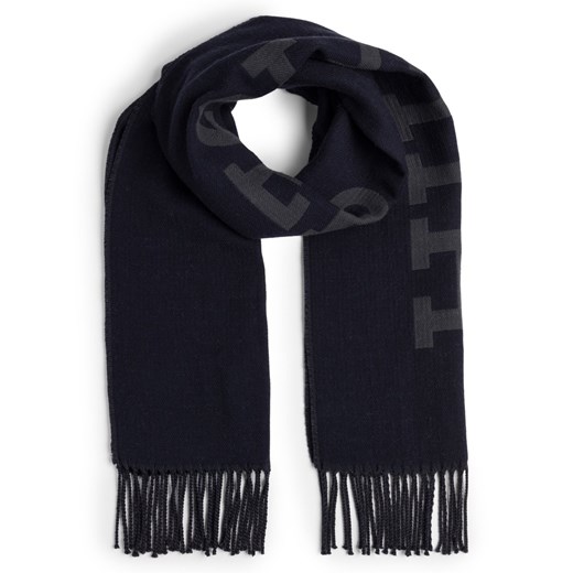 Tommy Hilfiger Męski wełniany szalik Mężczyźni Wełna granatowy wzorzysty ze sklepu vangraaf w kategorii Szaliki męskie - zdjęcie 175516522