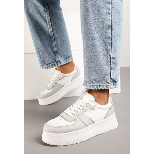 Biało-Szare Casualowe Sneakersy Vices na Niskiej Platformie Torila ze sklepu renee.pl w kategorii Buty sportowe damskie - zdjęcie 175516584