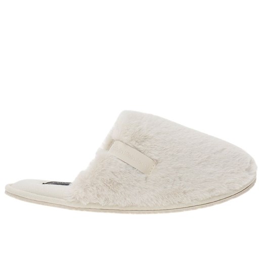 Buty Calvin Klein Hotel Slipper Fur After Glow YW0YW01593-ACF - białe ze sklepu streetstyle24.pl w kategorii Kapcie damskie - zdjęcie 175522063