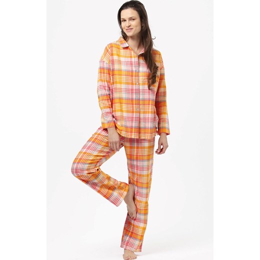 Rozpinana piżama damska LNS 473, Kolor pomarańczowy-wzór, Rozmiar M, Key ze sklepu Intymna w kategorii Piżamy damskie - zdjęcie 175522103