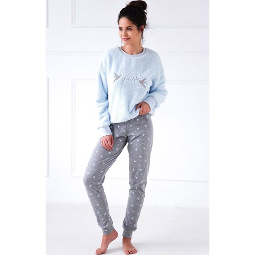 Ciepła piżama damska polarowa bluza Idole, Kolor niebiesko-szary, Rozmiar XL, SENSIS ze sklepu Intymna w kategorii Piżamy damskie - zdjęcie 175522182