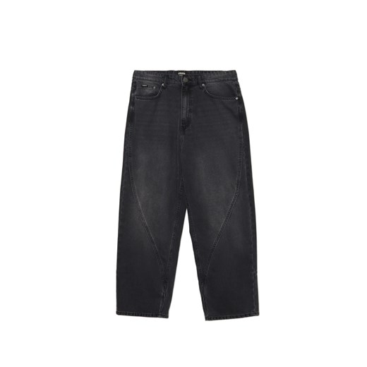 Cropp - Ciemnoszare jeansy baggy z efektem sprania - szary Cropp 30/32 Cropp