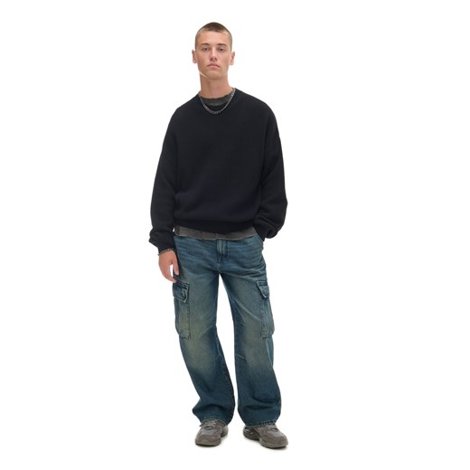 Cropp - Żakardowy czarny sweter - czarny Cropp S Cropp