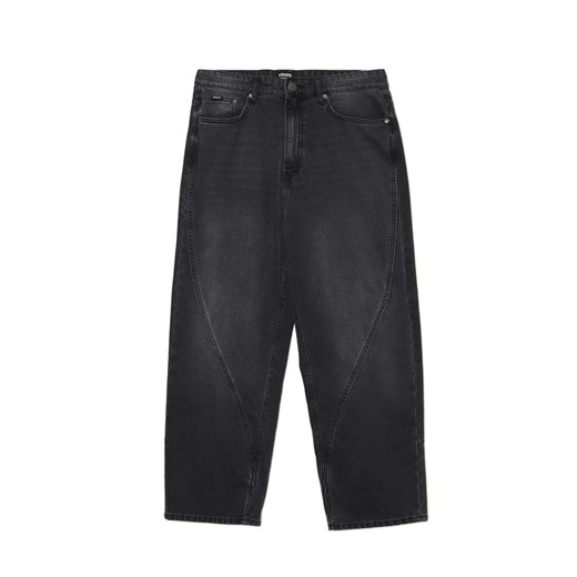Cropp - Ciemnoszare jeansy baggy z efektem sprania - szary Cropp 34/32 Cropp