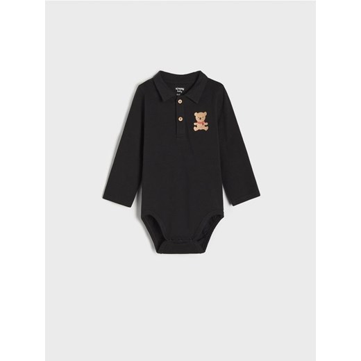 Sinsay - Bawełniane body z kołnierzykiem - czarny ze sklepu Sinsay w kategorii Odzież dla niemowląt - zdjęcie 175524190