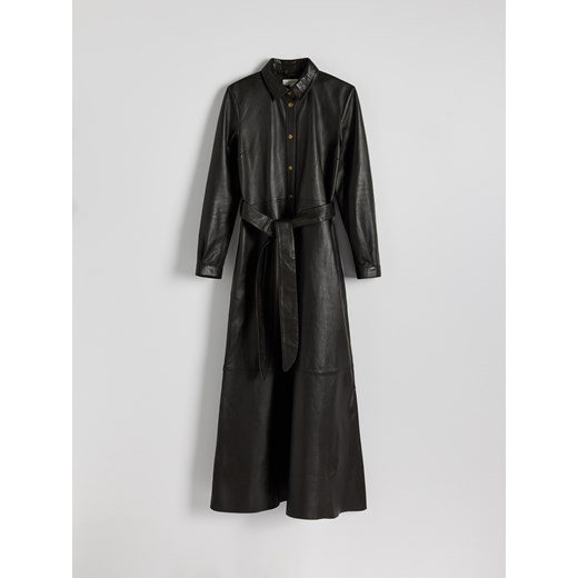 Reserved - Skórzana szmizjerka z wiązaniem - ciemnobrązowy Reserved M Reserved