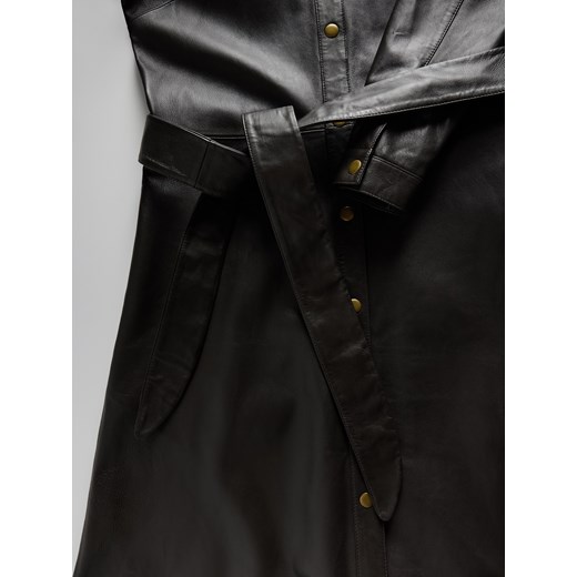 Reserved - Skórzana szmizjerka z wiązaniem - ciemnobrązowy Reserved M Reserved