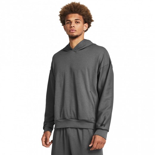 Meska bluza treningowa nierozpinana z kapturem Under Armour UA Journey Rib Hoodie - szara ze sklepu Sportstylestory.com w kategorii Bluzy męskie - zdjęcie 175527294