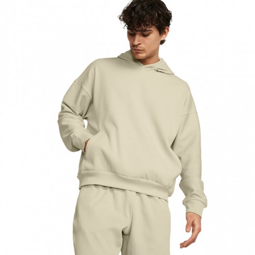 Meska bluza treningowa nierozpinana z kapturem Under Armour UA Journey Rib Hoodie - kremowa ze sklepu Sportstylestory.com w kategorii Bluzy męskie - zdjęcie 175527301