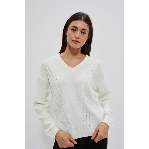 Sweter z dekoltem V XS okazyjna cena Moodo.pl